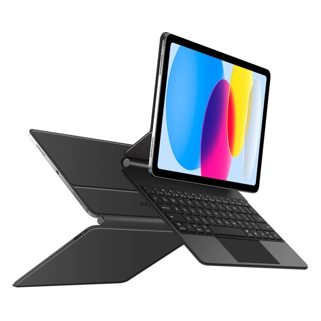Husa Premium Magnetica pentru iPad 11 2025 3-în-1 cu Tastatura Iluminata RGB si Touchpad - Smart Business – transforma tableta intr-un laptop elegant - negru