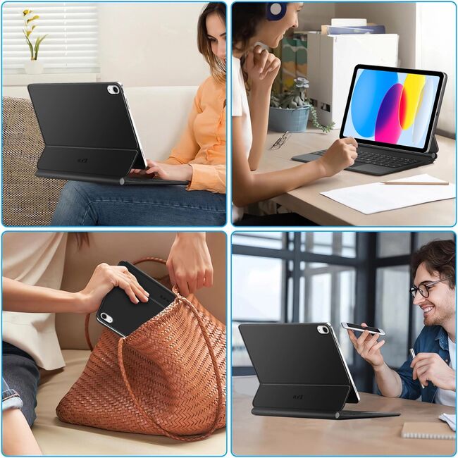 Husa Premium Magnetica pentru iPad 11 2025 3-în-1 cu Tastatura Iluminata RGB si Touchpad - Smart Business – transforma tableta intr-un laptop elegant - negru