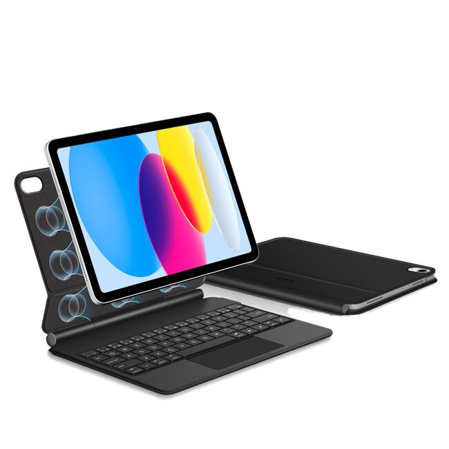 Husa Premium Magnetica pentru iPad 11 2025 3-în-1 cu Tastatura Iluminata RGB si Touchpad - Smart Business – transforma tableta intr-un laptop elegant - negru