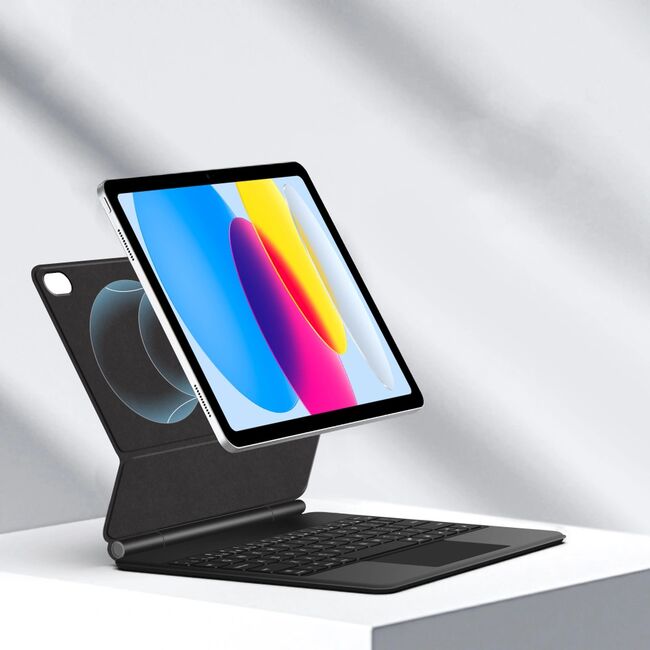 Husa Premium Magnetica pentru iPad 11 2025 3-în-1 cu Tastatura Iluminata RGB si Touchpad - Smart Business – transforma tableta intr-un laptop elegant - negru