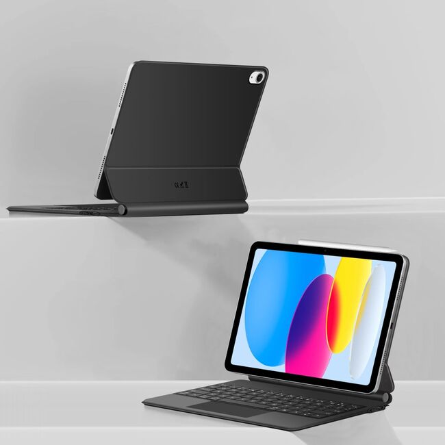 Husa Premium Magnetica pentru iPad 11 2025 3-în-1 cu Tastatura Iluminata RGB si Touchpad - Smart Business – transforma tableta intr-un laptop elegant - negru