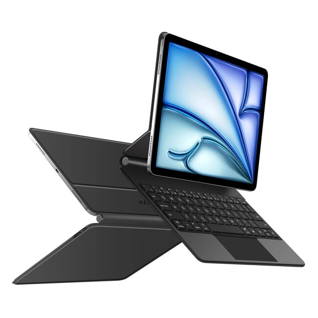 Husa Premium Magnetica pentru iPad Air 11 2024 / 2025​ M2, M3 3-în-1 cu Tastatura Iluminata RGB si Touchpad - Smart Business – transforma tableta intr-un laptop elegant - negru