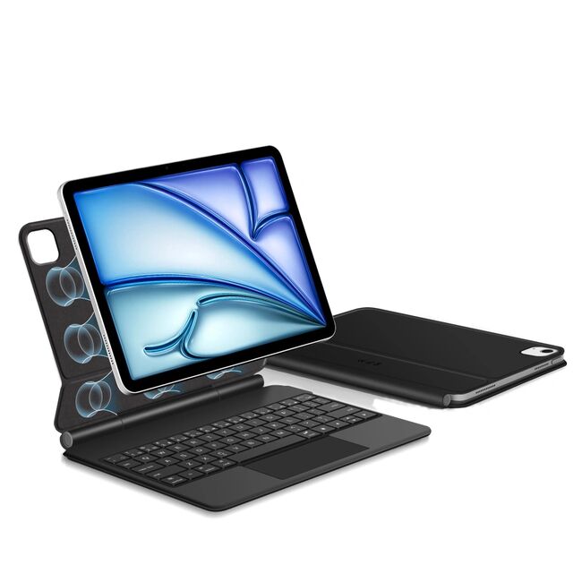 Husa Premium Magnetica pentru iPad Air 11 2024 / 2025​ M2, M3 3-în-1 cu Tastatura Iluminata RGB si Touchpad - Smart Business – transforma tableta intr-un laptop elegant - negru