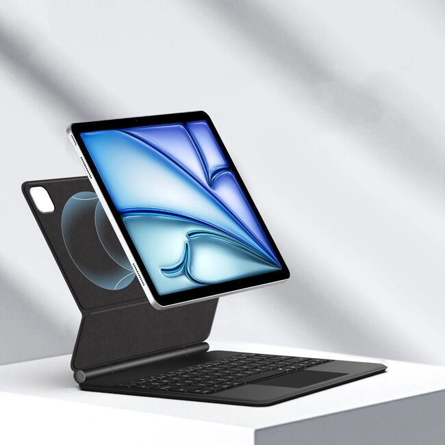 Husa Premium Magnetica pentru iPad Air 11 2024 / 2025​ M2, M3 3-în-1 cu Tastatura Iluminata RGB si Touchpad - Smart Business – transforma tableta intr-un laptop elegant - negru