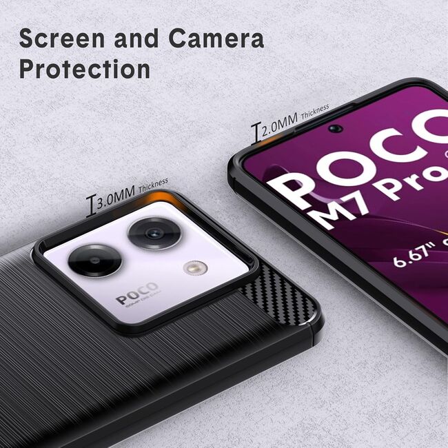 Husa pentru Poco M7 Pro 5G Carbon Liquid Silicone, Negru denim
