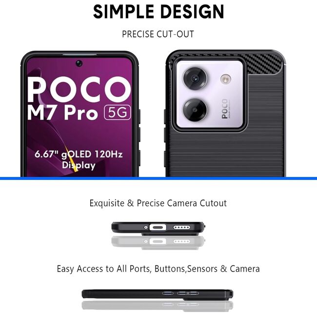 Husa pentru Poco M7 Pro 5G Carbon Liquid Silicone, Negru denim