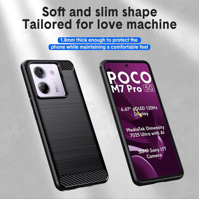 Husa pentru Poco M7 Pro 5G Carbon Liquid Silicone, Negru denim
