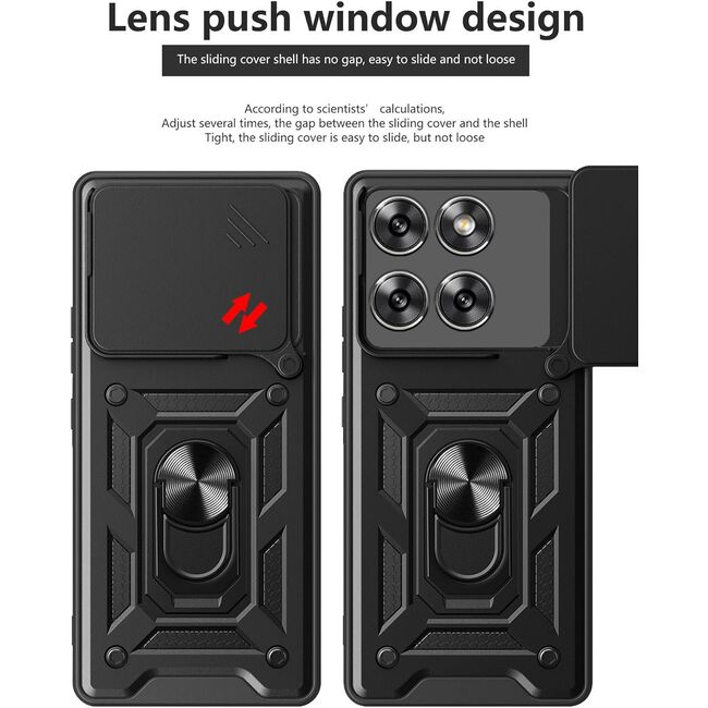 Husa pentru  Motorola Edge 60 Fusion Ring Armor Kickstand Tough Rugged Cover cu protectie camera, Roz