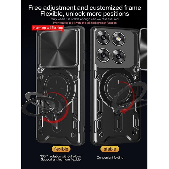 Husa pentru  Motorola Edge 60 Fusion cu protecție pentru cameră și suport magnetic integrat Ring Shockproof, Roz