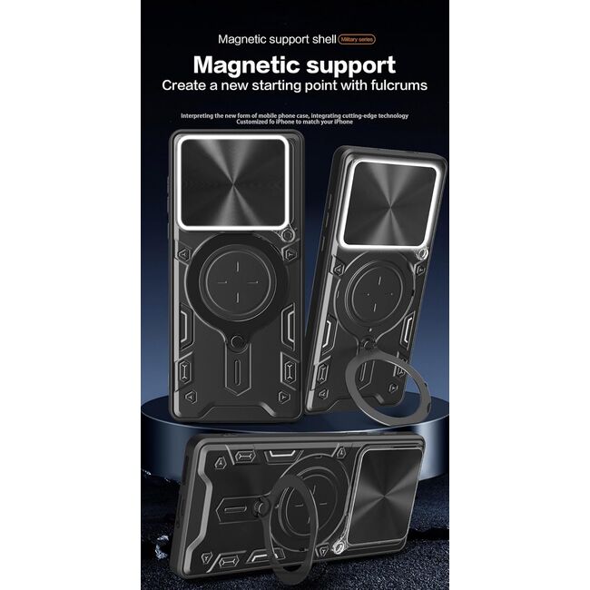 Husa pentru  Motorola Edge 60 Fusion cu protecție pentru cameră și suport magnetic integrat Ring Shockproof, Roz