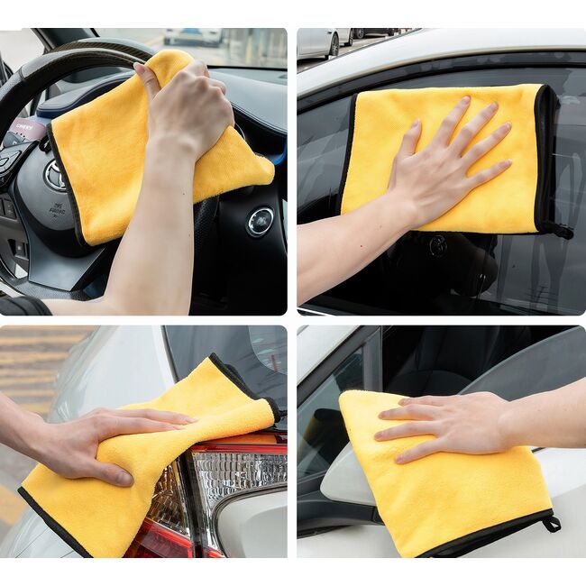 Prosop Auto multifunctional din Microfibră  Dublu 30x60 cm – Ultra Absorbant, Velur Moale pentru Spălare și Uscare Mașini - Gri/Galben