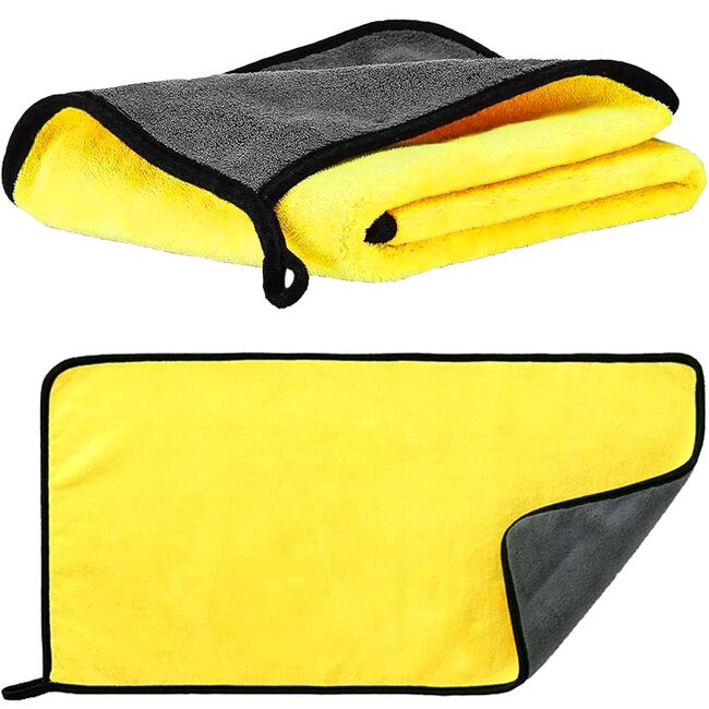 Prosop Auto multifunctional din Microfibră  Dublu 30x60 cm – Ultra Absorbant, Velur Moale pentru Spălare și Uscare Mașini - Gri/Galben