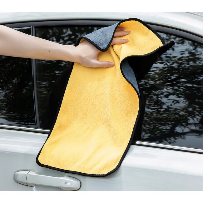 Prosop Auto multifunctional din Microfibră  Dublu 30x60 cm – Ultra Absorbant, Velur Moale pentru Spălare și Uscare Mașini - Gri/Galben