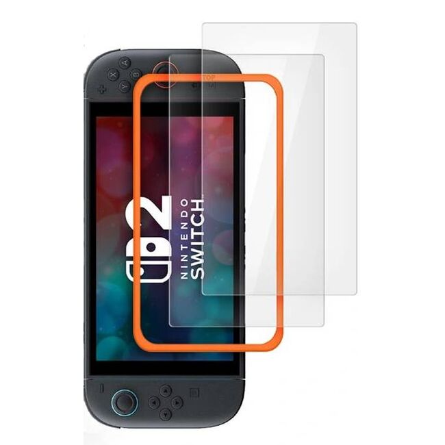 Set 2 x Folie de protectie pentru Nintendo Switch 2, cu aplicator Easy App, Tempered Glass, transparenta