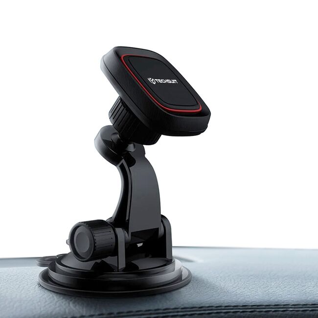 Suport Auto Magnetic pentru Bord cu Placute Metalice - Techsuit MagGrip (S6) - Negru / Rosy