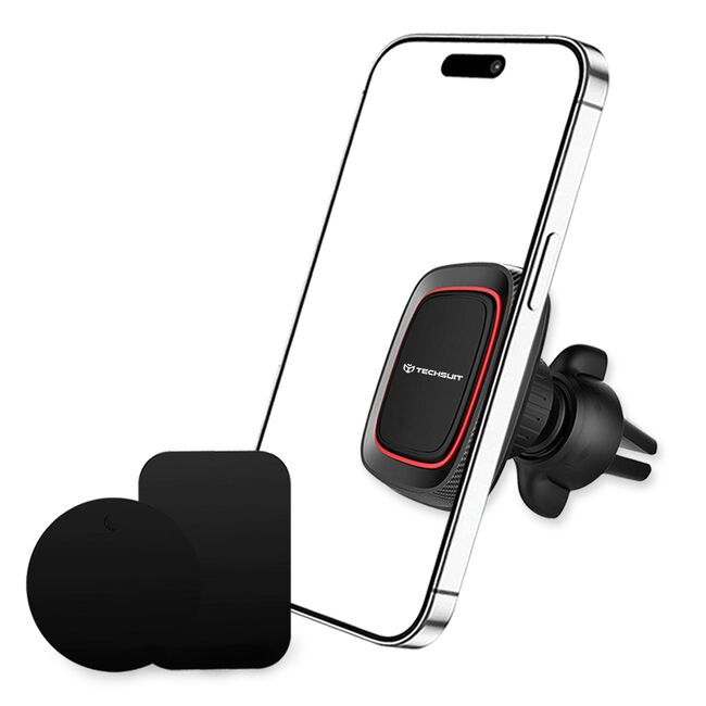 Suport Auto Magnetic pentru Grila de Ventilatie cu Placute Metalice - Techsuit MagGrip (S4) - Negru