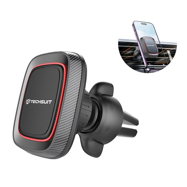 Suport Auto Magnetic pentru Grila de Ventilatie cu Placute Metalice - Techsuit MagGrip (S4) - Negru