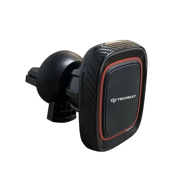 Suport Auto Magnetic pentru Grila de Ventilatie cu Placute Metalice - Techsuit MagGrip (S5) - Negru / Rosu