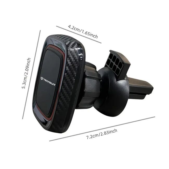 Suport Auto Magnetic pentru Grila de Ventilatie cu Placute Metalice - Techsuit MagGrip (S5) - Negru / Rosu