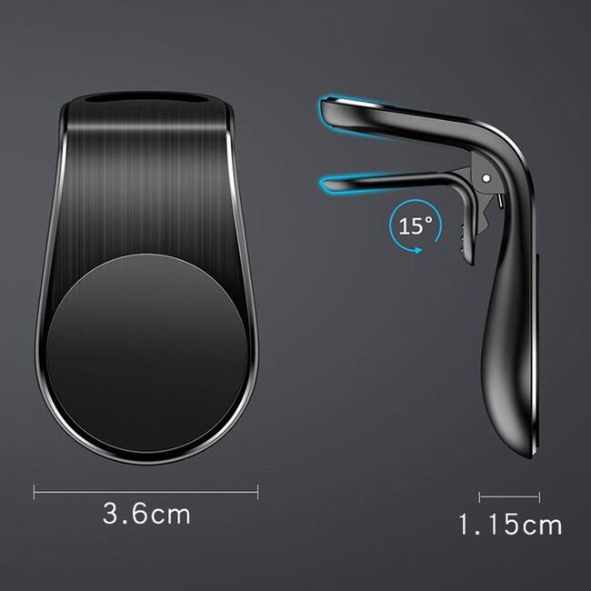 Suport Auto Magnetic pentru Telefon cu Prindere in Grila de Ventilatie - Techsuit AirGrip (S7) - Negru