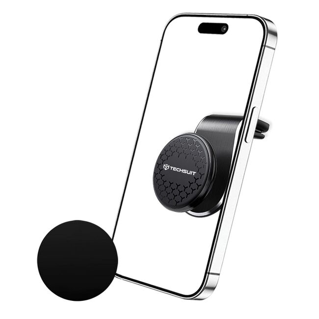 Suport Auto Magnetic pentru Telefon cu Prindere in Grila de Ventilatie - Techsuit AirGrip (S8) - Negru