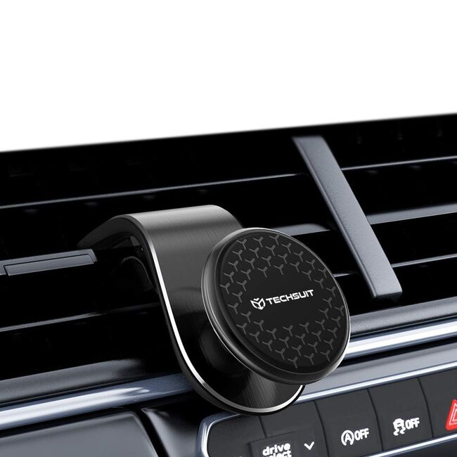 Suport Auto Magnetic pentru Telefon cu Prindere in Grila de Ventilatie - Techsuit AirGrip (S8) - Negru
