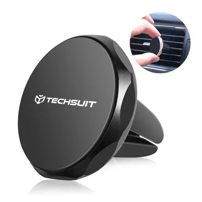 Suport auto Magnetic N52 pentru Grila de Ventilatie, Universal - Techsuit TinyGrip (S9) - Negru
