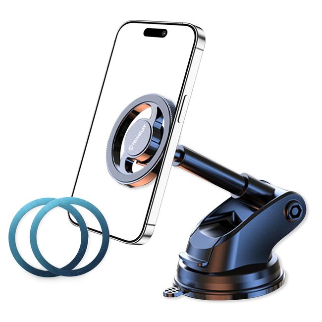 Suport de Telefon pentru Bord, Compatibil MagSafe + Adaptor iRing - Techsuit MagProX (S12) - Negru