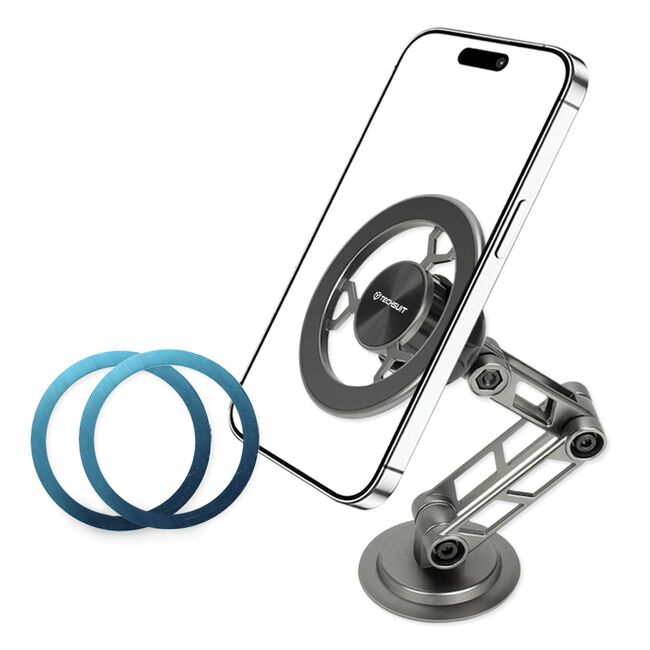 Suport de Telefon pentru Bord, Compatibil MagSafe, Ajustabil cu Adeziv 3M + Adaptor iRing - Techsuit TitanMagX (S14) - Space Gray