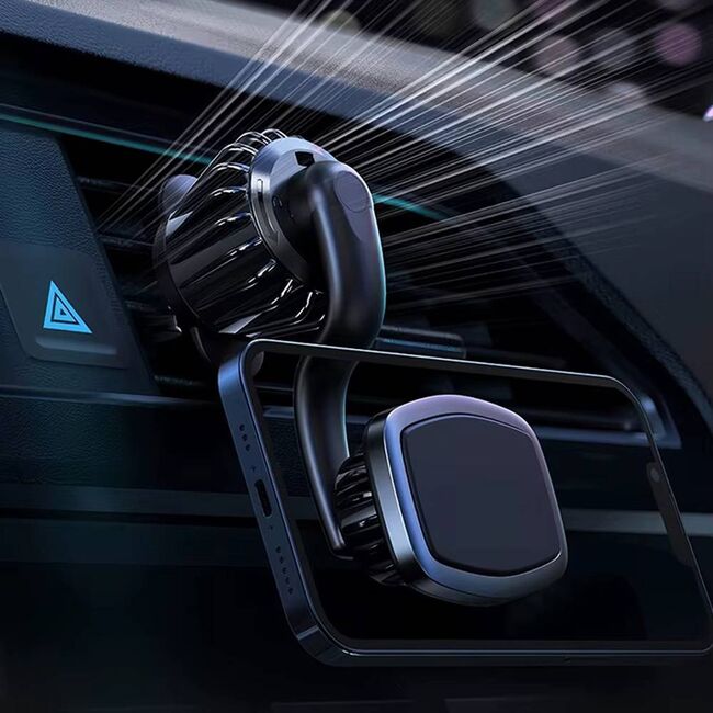 Suport Auto VPower Magnetic AirFix Long cu Prindere pe Grilă de Ventilație – rotire 360°, cu prindere stabila, Compatibil Universal – Negru