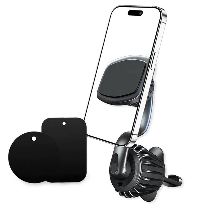 Suport Auto VPower Magnetic AirFix Long cu Prindere pe Grilă de Ventilație – rotire 360°, cu prindere stabila, Compatibil Universal – Negru