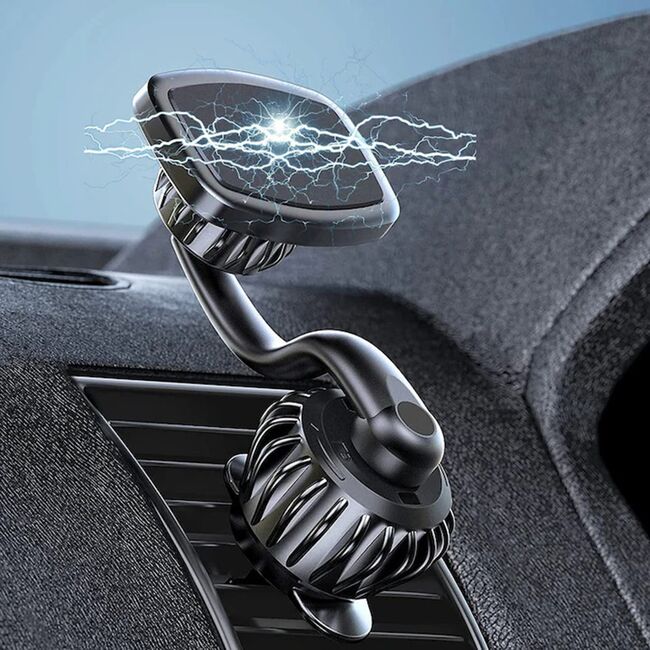 Suport Auto VPower Magnetic AirFix Long cu Prindere pe Grilă de Ventilație – rotire 360°, cu prindere stabila, Compatibil Universal – Negru