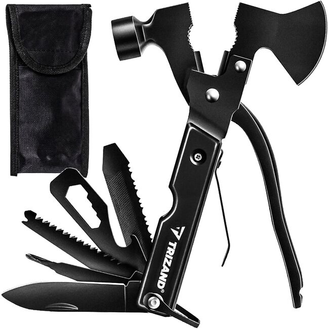 Unealta multifunctionala Multitool 17 în 1 Cu Topor, Ciocan, Clește, Cuțit + Husă inclusa – Supraviețuire, Camping, Reparații – Negru