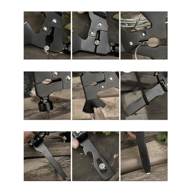 Unealta multifunctionala Multitool 17 în 1 Cu Topor, Ciocan, Clește, Cuțit + Husă inclusa – Supraviețuire, Camping, Reparații – Negru