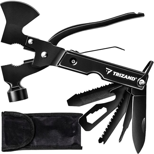 Unealta multifunctionala Multitool 17 în 1 Cu Topor, Ciocan, Clește, Cuțit + Husă inclusa – Supraviețuire, Camping, Reparații – Negru