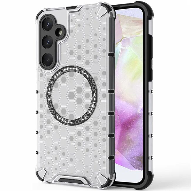 Husa pentru  Samsung Galaxy A35 Cyber Shield Bumper, Compatibila MagSafe, Antishock reinforced corners si margini intarite - Clear