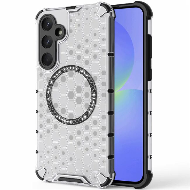 Husa pentru  Samsung Galaxy A36 Cyber Shield Bumper, Compatibila MagSafe, Antishock reinforced corners si margini intarite - Clear