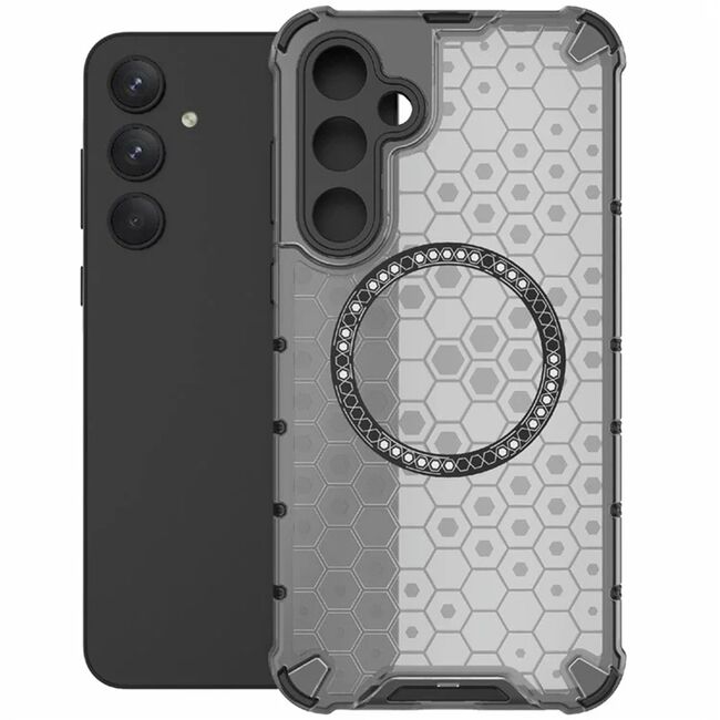 Husa pentru  Samsung Galaxy A55 Cyber Shield Bumper, Compatibila MagSafe, Antishock reinforced corners si margini intarite - Negru