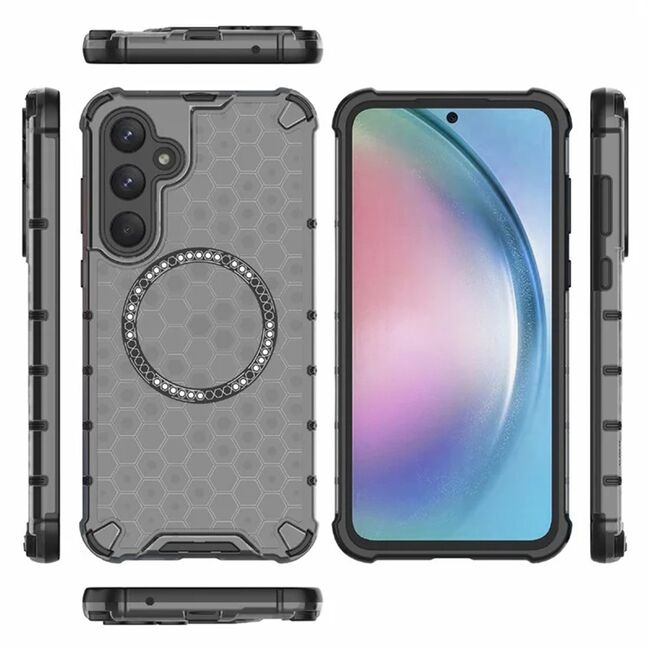 Husa pentru  Samsung Galaxy A55 Cyber Shield Bumper, Compatibila MagSafe, Antishock reinforced corners si margini intarite - Negru
