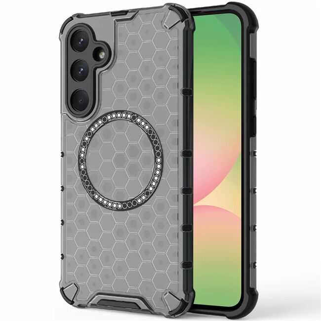 Husa pentru  Samsung Galaxy A56 Cyber Shield Bumper, Compatibila MagSafe, Antishock reinforced corners si margini intarite - Negru