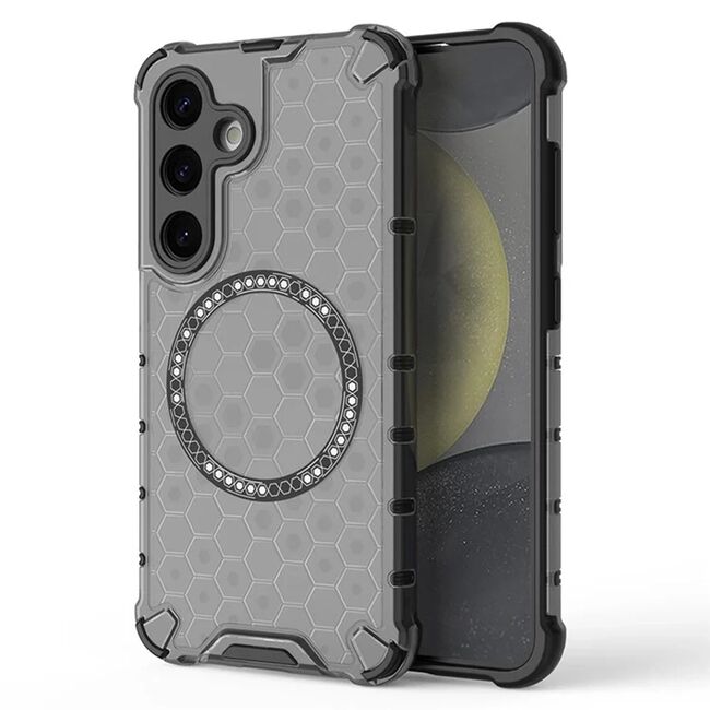 Husa pentru  Samsung Galaxy S24 Cyber Shield Bumper, Compatibila MagSafe, Antishock reinforced corners si margini intarite - Negru