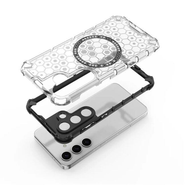Husa pentru  Samsung Galaxy S24 Cyber Shield Bumper, Compatibila MagSafe, Antishock reinforced corners si margini intarite - Negru