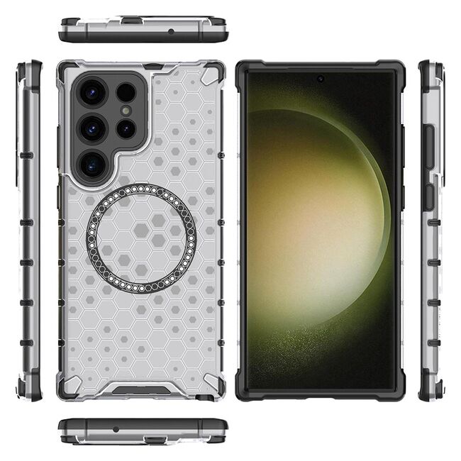 Husa pentru  Samsung Galaxy S24 Ultra Cyber Shield Bumper, Compatibila MagSafe, Antishock reinforced corners si margini intarite - Clear