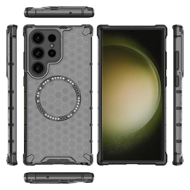 Husa pentru  Samsung Galaxy S24 Ultra Cyber Shield Bumper, Compatibila MagSafe, Antishock reinforced corners si margini intarite - Negru