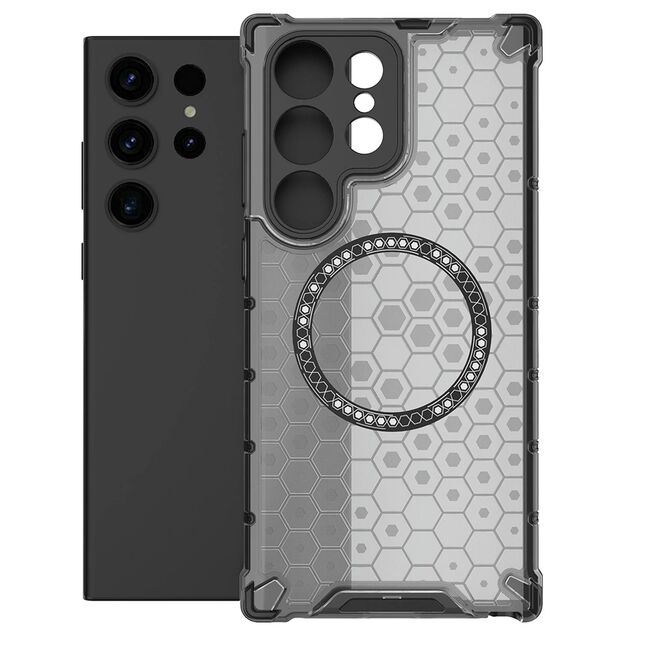 Husa pentru  Samsung Galaxy S24 Ultra Cyber Shield Bumper, Compatibila MagSafe, Antishock reinforced corners si margini intarite - Negru