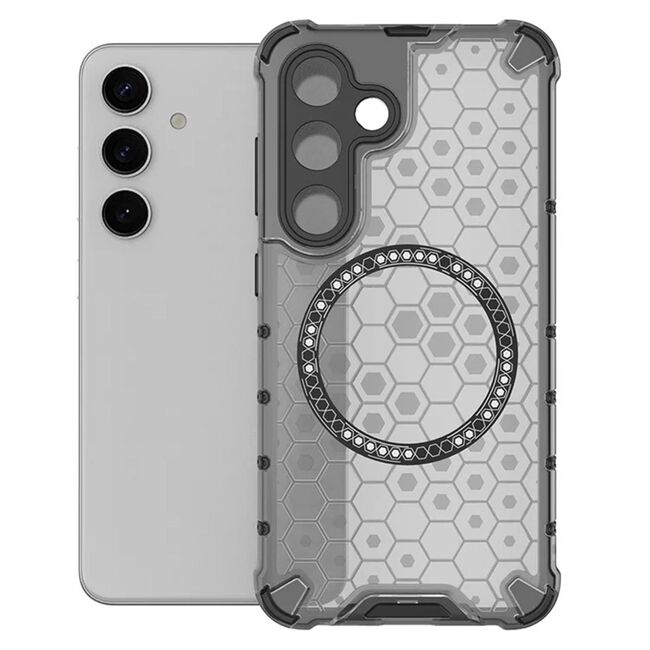 Husa pentru  Samsung Galaxy S25+ Cyber Shield Bumper, Compatibila MagSafe, Antishock reinforced corners si margini intarite - Negru