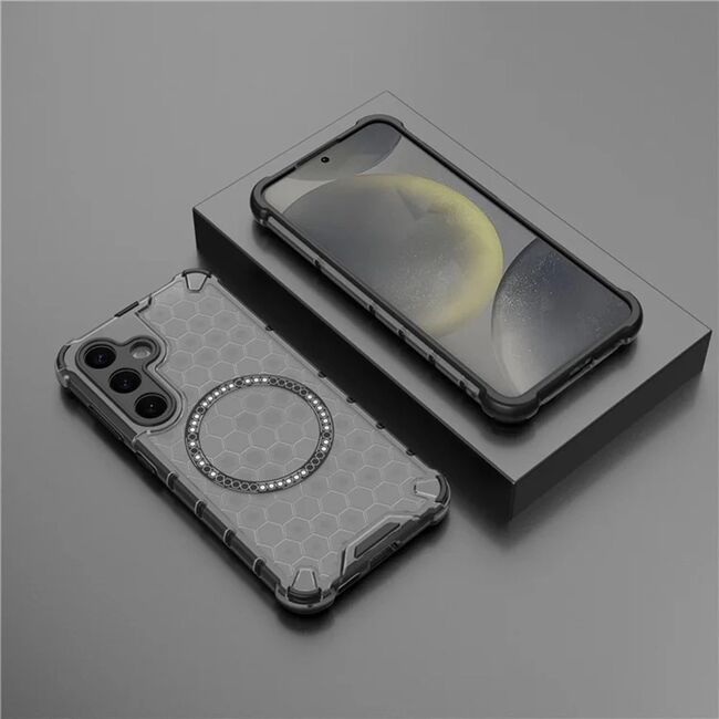 Husa pentru  Samsung Galaxy S25+ Cyber Shield Bumper, Compatibila MagSafe, Antishock reinforced corners si margini intarite - Negru