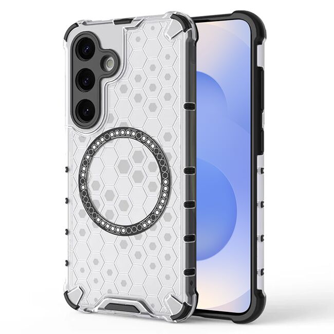 Husa pentru  Samsung Galaxy S25 Cyber Shield Bumper, Compatibila MagSafe, Antishock reinforced corners si margini intarite - Clear