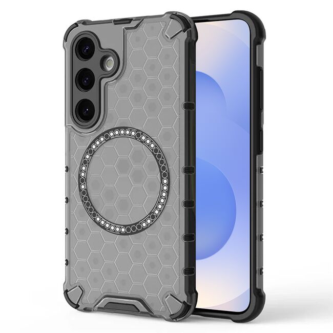 Husa pentru  Samsung Galaxy S25 Cyber Shield Bumper, Compatibila MagSafe, Antishock reinforced corners si margini intarite - Negru