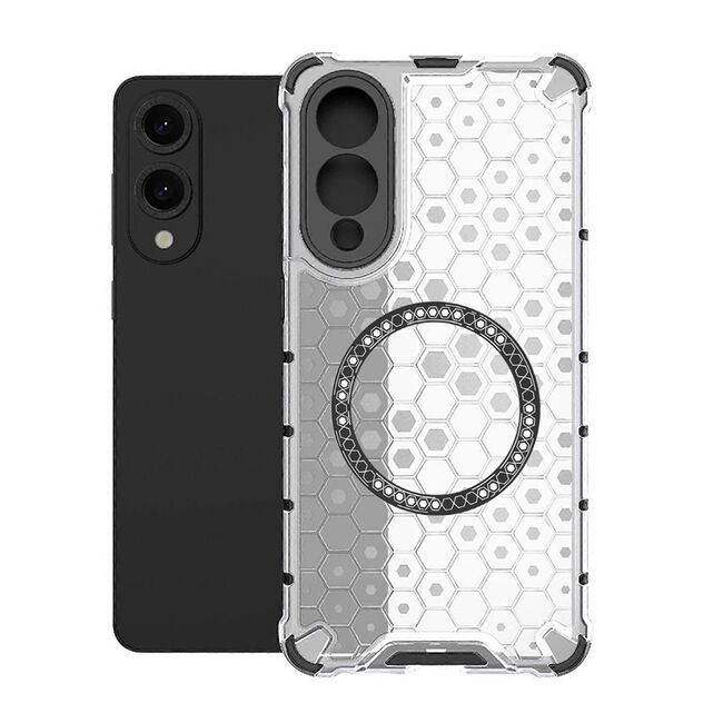 Husa pentru  Samsung Galaxy S25 Edge Cyber Shield Bumper, Compatibila MagSafe, Antishock reinforced corners si margini intarite - Clear